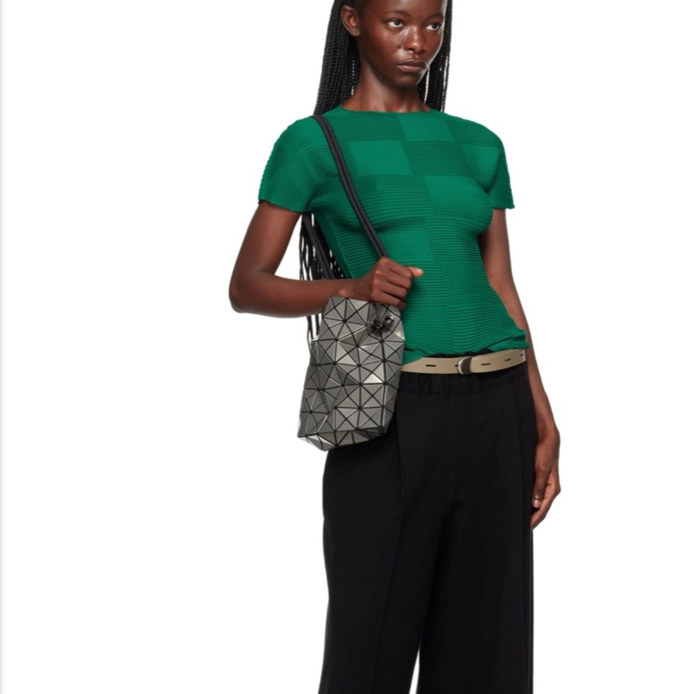 Issey Miyake Green Checkered Top With A Back Cutout